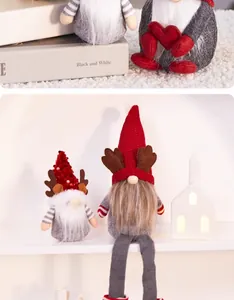 Handmade Christmas gnome set with reindeer antlers and red hats for holiday decor