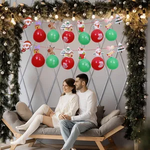 Festive Christmas Hanging Decoration Set Paper Honeycomb Santa Claus Reindeer Pull Flag Banner For Holiday Party Scene Layout