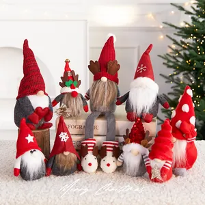 Handmade Christmas Gnome Plush Ornament Reindeer Antler Snowflake Pattern Nordic Tomte Decoration Home Holiday Gift