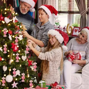 Addobbi Natalizi a Forma di Caramella Glitterata Pendenti per Albero di Natale Ghianda Pupazzo di Neve per Festa Casa Decorazione Festiva