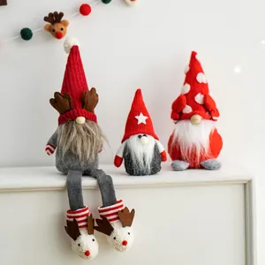 Set of three festive Christmas gnome plush dolls for holiday home desktop decor