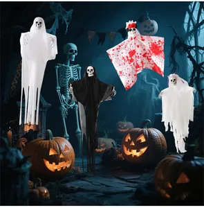Halloween-Geister-Hängedekoration Set mit Sensenmann und gruseliger Horror-Braut