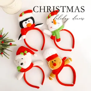 Weihnachten Plüschpuppe Haarreif Weihnachtsmann Schneemann Lebkuchenmann Rentier Pinguin Bär 3D Festliches Haarschmuck Kinder Erwachsene Dekoration