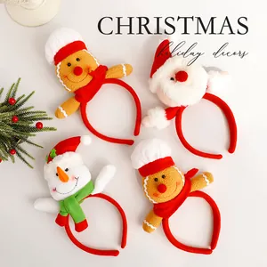 Festliches Weihnachts-Stirnbänder-Set mit Plüsch-Weihnachtsmann und Schneemann