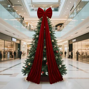 Oversized Velvet Christmas Bow Tree Topper Large Wine Red Ribbon Bow For Christmas Tree Decorations Store Window Party Decor