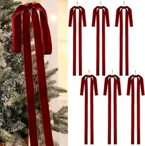 Velvet Christmas Bows Decoration For Christmas Tree Wreath Fireplace Red Wine Green White Black Bow Pendants Holiday Atmosphere Home Decor