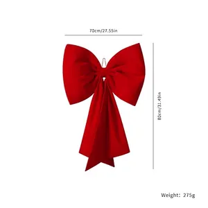Large red velvet Christmas bow decoration, size 70x80cm