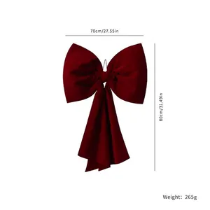 Oversized burgundy velvet Christmas bow 70x80cm decoration for tree or holiday display