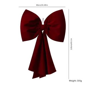 Giant Velvet Bow Hanging Decoration For Wedding Party Valentine's Day Wine Red Large Bowknot Christmas Ornament Room Decor