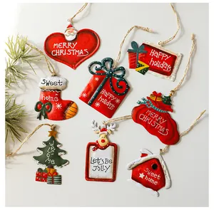 Ornements de Noël rustiques en métal avec vœux et motifs festifs pour votre sapin