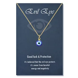 Western Style Blue Glass Lampwork Evil Eye Pendant Necklace Gold Silver Plated Bead Chain Amulet Women Jewelry Gift