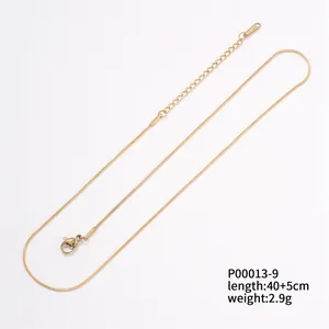 Minimalist 18k gold plated stainless steel snake chain necklace with extension