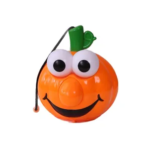 Cute glowing Halloween pumpkin lantern decoration with smiley face for party decor