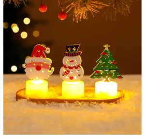 Ensemble de bougies de Noël LED avec figurines Père Noël, Bonhomme de neige et Sapin