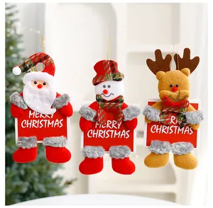 Set of 3 plush Christmas dolls Santa Snowman Reindeer hangings for tree decoration