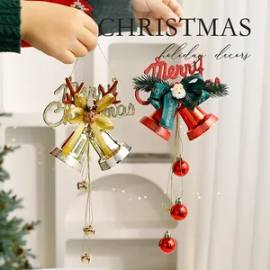 Coppia di campanelle natalizie festive con decorazioni a forma di renna e Babbo Natale