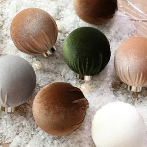 Elegant 8cm velvet-covered Christmas ornaments balls for holiday home decoration