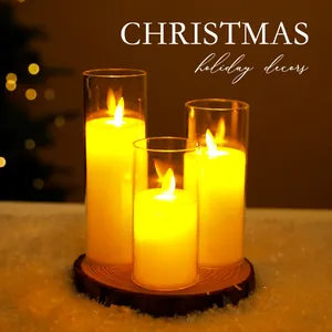 Luci Candela Elettroniche a LED Tazza di Vetro Fiamma Danzante Tremolante Luce Gialla Calda Decorazioni Natalizie Ornamenti a Batteria