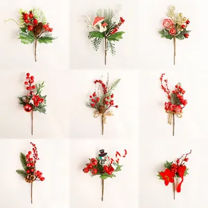 Kunstmatige Kerstbes Dennennaald Tak Decoratieve Simulatie Dennenappel Fruit Boeket Voor Festival Huis Tafel Ornament