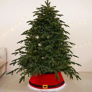 Festive red Santa Claus belt design Christmas tree skirt for holiday home decoration