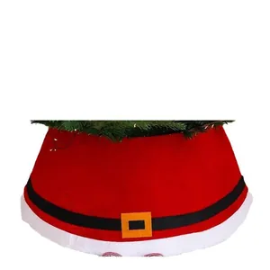Red Santa Claus style Christmas tree collar for holiday home decoration