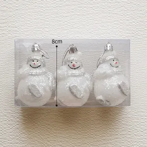 Modern Plastic Christmas Hanging Ornaments Glitter Cartoon Snowman Rocking Horse Tree Pendant For Holiday Party Home Decor
