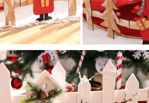 Detaillierte Ansicht eines rustikalen Weihnachtsholzzauns mit schoenen Motiven