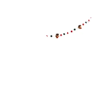 Guirlande de Noël festive en feutre de laine avec rennes et pompons sur fond blanc