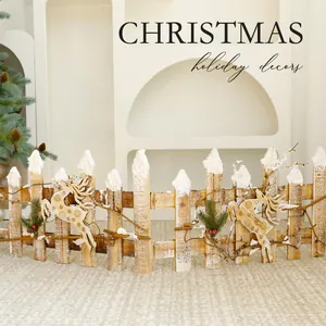 Festliche Weihnachtszaun-Deko aus Holz mit Rentier- und Schneeakzenten für den Tisch