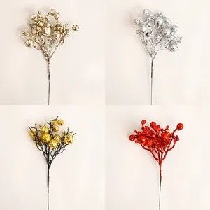 Tiges de baies pailletées artificielles en quatre couleurs pour sapin et couronne