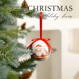 Bola de Navidad decorativa con ilustración de Papá Noel y reno en el árbol