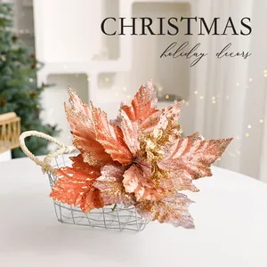 Elegante roségoldene Glitzer-Weihnachtssternblume für den Weihnachtsbaumschmuck