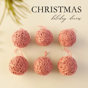 Handcrafted pink yarn ball Christmas tree ornaments for festive holiday DIY decor