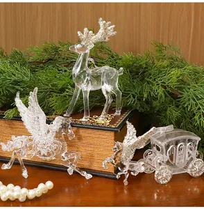 Adornos navideños de cristal PC con renos y pegaso para decoración del hogar