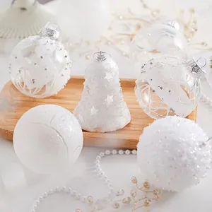 Kerstballen Ornamenten Kunststof Glitter Kunstparel Hangende Decoraties Voor Kerstboom Thuis Feest Feestdagen Decor