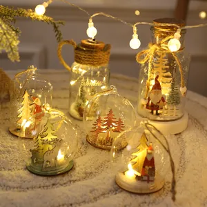 Bolas de cristal de Navidad LED con Papá Noel y renos, decoraciones festivas