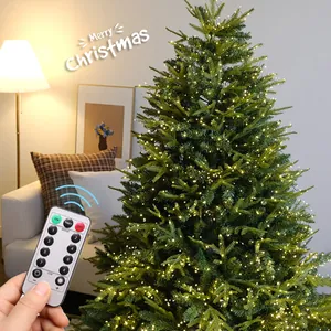 Warm white LED firecracker copper wire lights for Christmas tree decoration with remote.