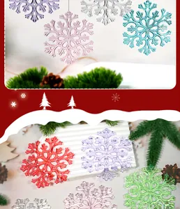 Pendentifs flocons de neige en plastique coloré pour décorations de Noël festives