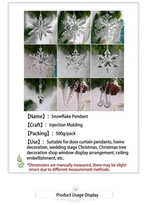 Ornamenti a fiocco di neve e ghiacciolo in acrilico per albero di Natale e matrimonio