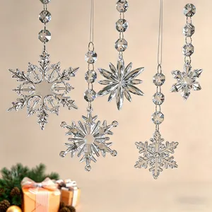 Set of transparent acrylic snowflake and star ornaments for Christmas winter decor