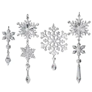 Transparent crystal acrylic snowflake ornaments for Christmas winter wonderland decor