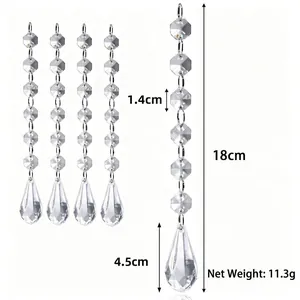 Vista detallada de la cadena de cuentas de cristal acrílico de 18 cm con colgante gota