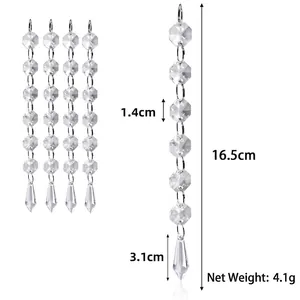 Detailed size diagram of the crystal ornament chain with dimensions and net weight