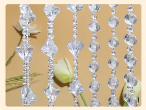 Clear acrylic faceted bead chains for DIY wedding decor and handmade bead curtains