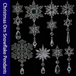 Klare Acryl Kristall Schneeflocke Ornamente Weihnachtsbaum Hängende Anhänger Eiszapfen Fensterdekoration Für Hochzeit Winter Wunderland Dekor