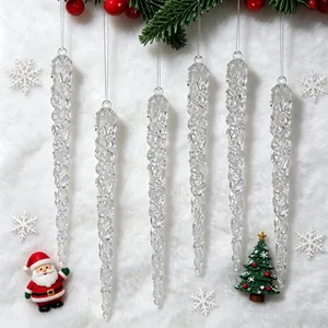 Set van 6 transparante kerst ijspegel ornamenten voor decoratie van de kerstboom