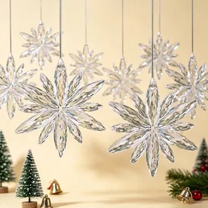 Acryl Kerst Sneeuwvlok Ornamenten Transparant Faux Kristal Ijspegel Hanger Hangende Decoraties Voor Boom Vakantie Bruiloft Decor