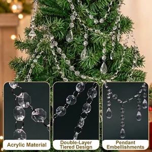 Doppellagige transparente Acrylperlenkette mit Tropfenanhängern für den Weihnachtsbaum.