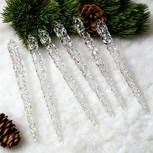 Set van 6 kristalheldere acryl ijspegel hangers voor kerstboomversiering en decor