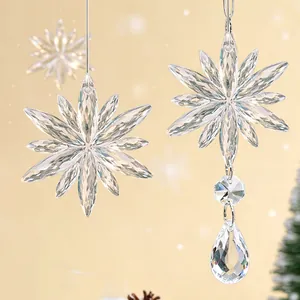 Elegante acryl kristallen sneeuwvlok ornamenten hangend voor kerstboom decoratie